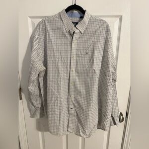 IZOD Men's Black and White Plaid Shirt